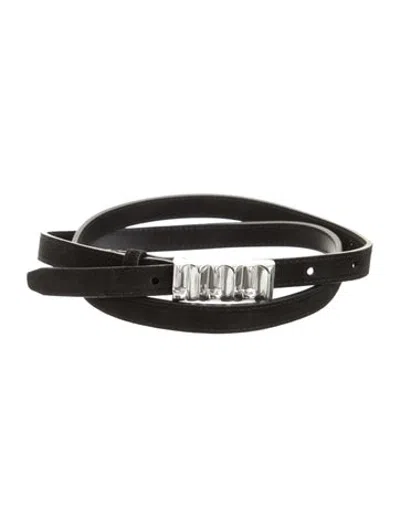 Pre-owned Frame Skinny Leather Belt In Black