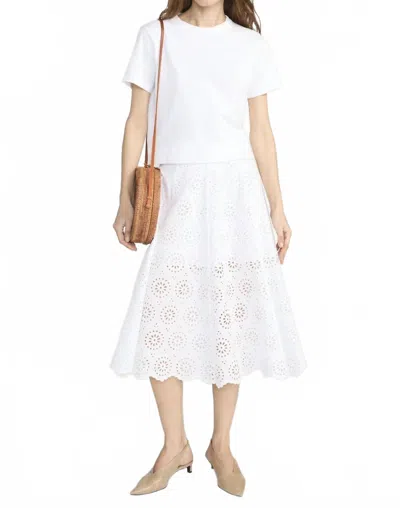 Frame Solstice Eyelet Skirt In White In Multi