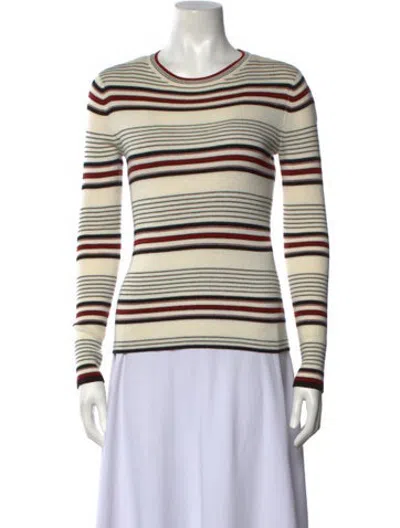 Pre-owned Frame Striped Crew Neck Sweater In Neutrals