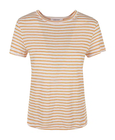 Frame Striped Crewneck T-shirt In White