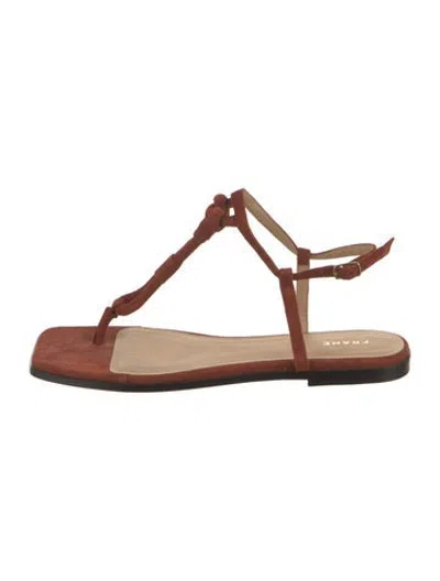 Pre-owned Frame Suede T-strap Sandals In Neutrals
