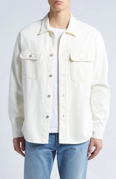 Frame Textured Terry Overshirt In Off White