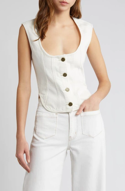 Frame The Seamed Scoop Bustier Tank In White