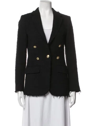 Pre-owned Frame Tweed Pattern Blazer In Black