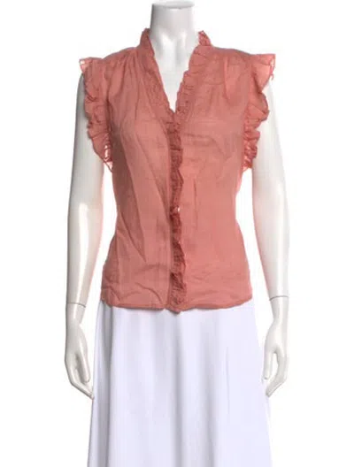 Pre-owned Frame V-neck Sleeveless Blouse In Pink