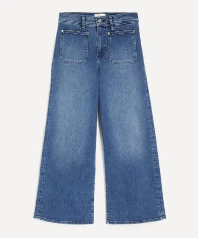 Frame Women's Le Slim Palazzo Crop Harbor Pocket Jeans In Elixir Raw After In Blue