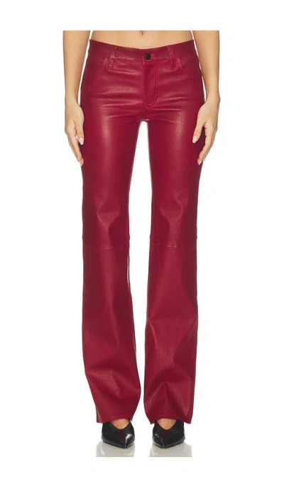 Frame X Alexandra Leclerc The Leather Rouge Pant In Burgundy