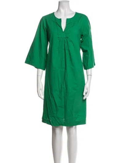 Pre-owned Frances Valentine V-neck Knee-length Dress In Green