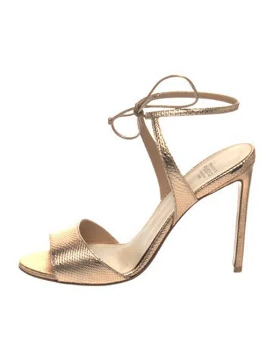 Pre-owned Francesco Russo Leather Animal Print Sandals In Gold/metallic