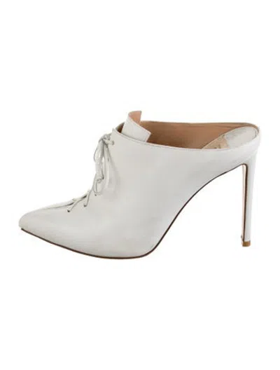 Pre-owned Francesco Russo Leather Mules In White