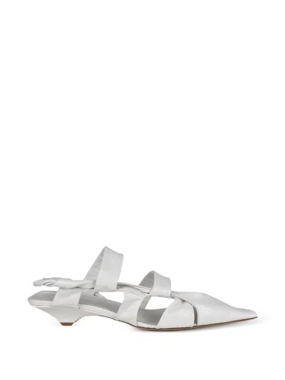 Francesco Russo Pointed-toe Cage Pumps In White