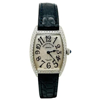 Pre-owned Franck Muller Ladies Cintree Curvex 1752 Qz D 18k White Gold Pave Diamond Bezel