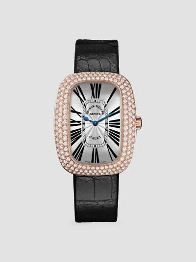 Franck Muller Women's Galet Rose Gold, Diamond & Alligator Strap Watch In Rose Gold Black
