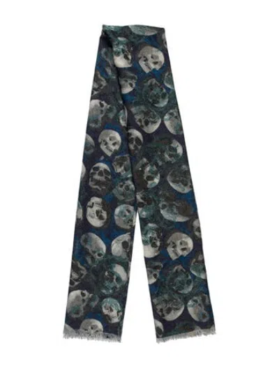 Pre-owned Franco Ferrari Cashmere Graphic Print Scarf In Grey