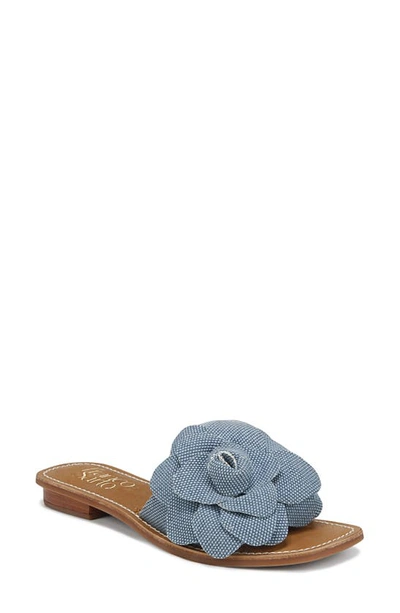 Franco Sarto Tina Raffia Slide Sandal In Denim Blue Fabric