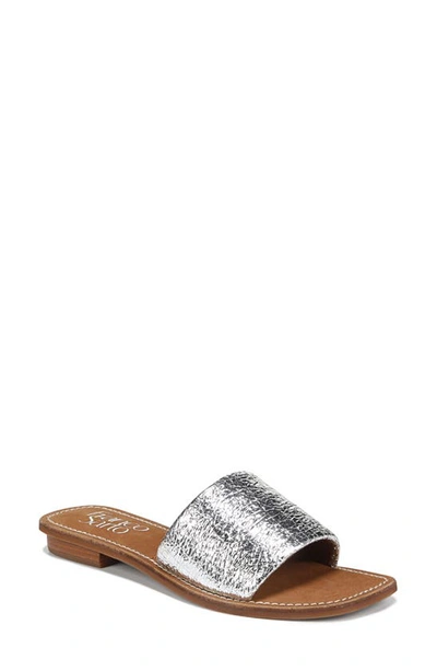 Franco Sarto Tina Raffia Slide Sandal In Silver Leather