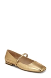 Franco Sarto Tinsley Square Toe Mary Jane Flat In Gold Faux Leather