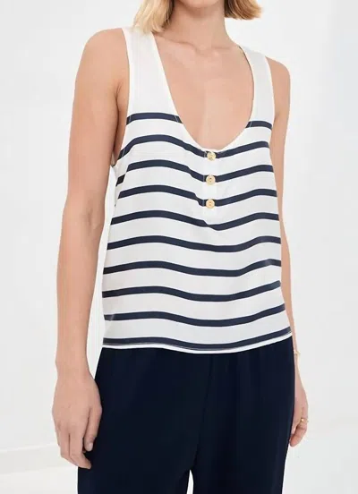 Francoise Poppy Tank In Navy Stripe In Multi