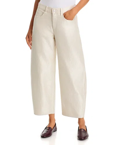 Frank & Eileen Brennan High Rise Barrel Jeans In Metallic Champagne In White