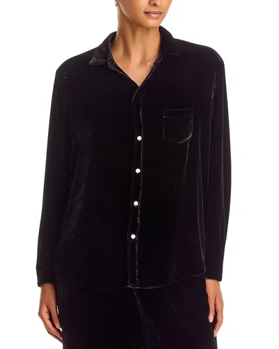 Frank & Eileen Relaxed Velvet Button Up Shirt In Black