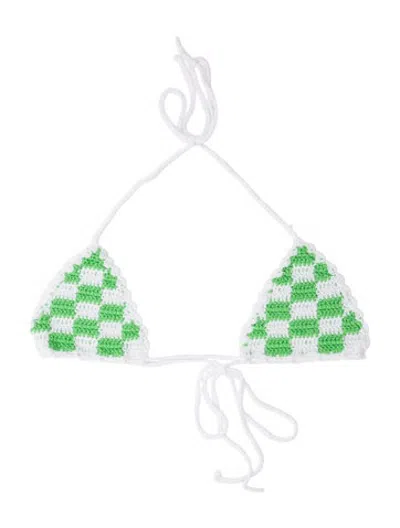 Pre-owned Frankies Bikinis Plaid Print Top In Multicolor