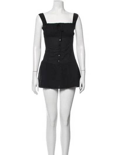 Pre-owned Frankies Bikinis Square Neckline Mini Dress In Black