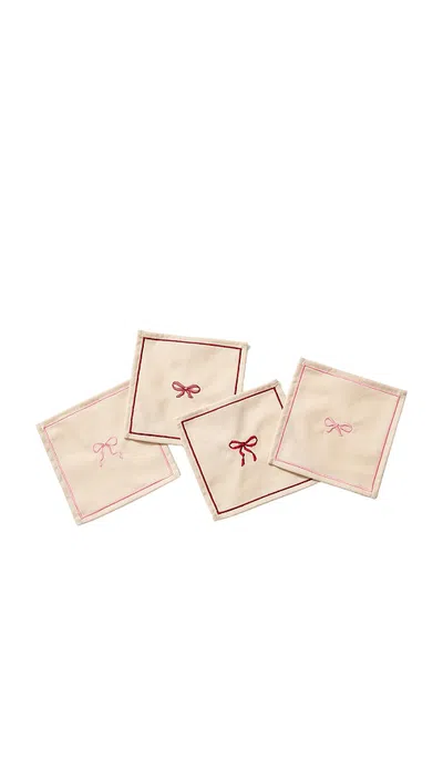 Frasier Sterling Bows Cocktail Napkins Set Of 4 In N,a