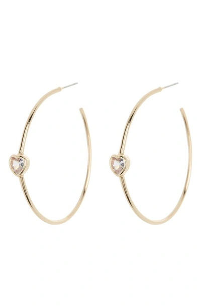 Frasier Sterling Hampton Heart Charm 40mm Hoop Earrings In Gold