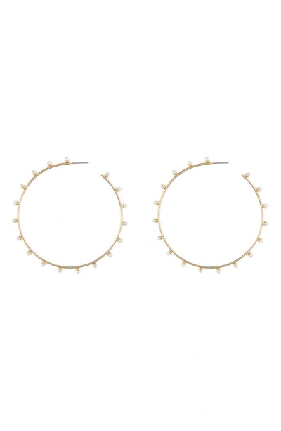 Frasier Sterling Midnight Mood Imitation Pearl 58mm Hoop Earrings In Gold