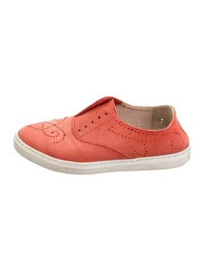 Pre-owned Fratelli Rossetti Suede Lace Pattern Flats In Orange