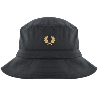 Fred Perry Logo Bucket Hat Navy In Black