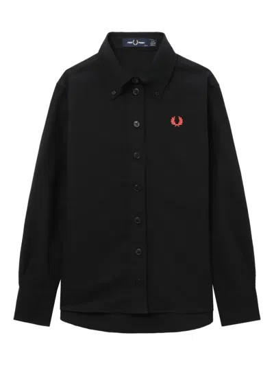 Fred Perry Logo-embroidery Shirt In Black