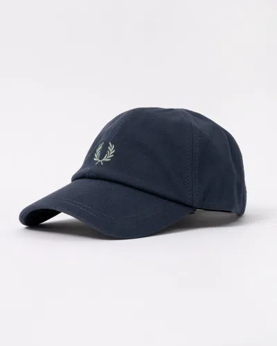 Fred Perry Mens Pique Classic Cap In Dark Airforce/seagrass 90c