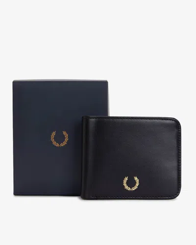 Fred Perry Mens Smooth Leather Billfold Wallet In Blue