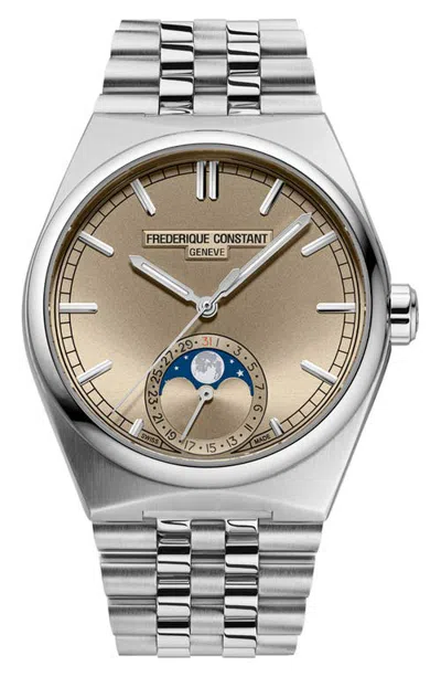 Frederique Constant Classics Moonphase Date Automatic Bracelet Watch, 39mm In Silver