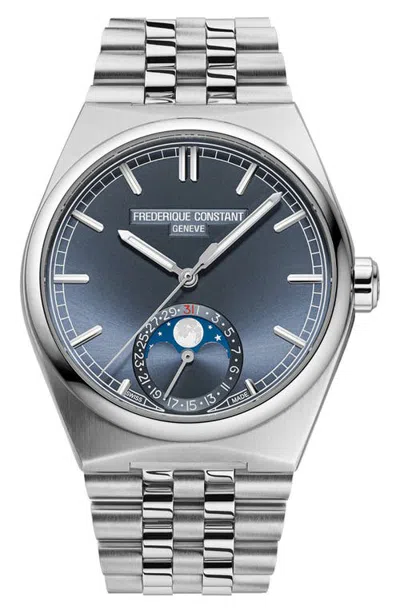 Frederique Constant Classics Moonphase Date Automatic Bracelet Watch, 39mm In Silver