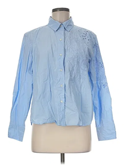 Pre-owned Free Assembly Long Sleeve Button Down Shirt In Blue