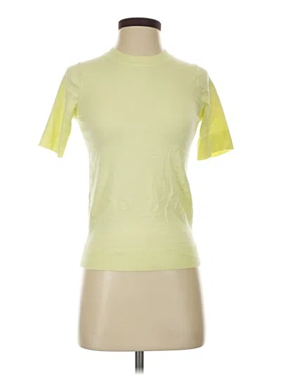 Pre-owned Free Assembly Short Sleeve Top Yellow Mock Neckline Tops