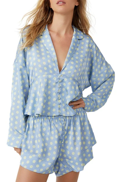 Free People Beauty Sleep Short Pajamas In Cashmere Blue Combo