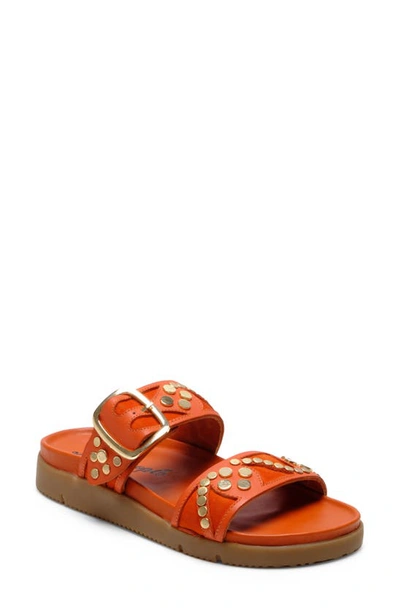 Free People Revelry Studded Slide Sandal In Orange