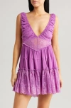Free People Spring Fling Open Back Pajama Romper In Radiant Orchid