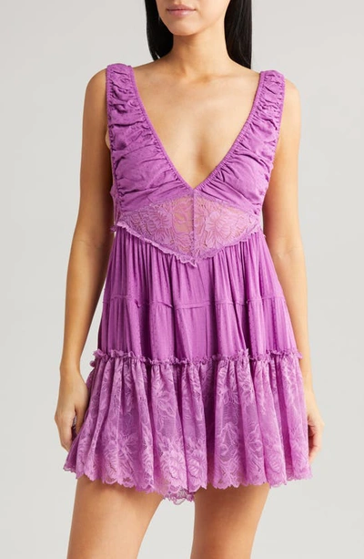 Free People Spring Fling Open Back Pajama Romper In Radiant Orchid