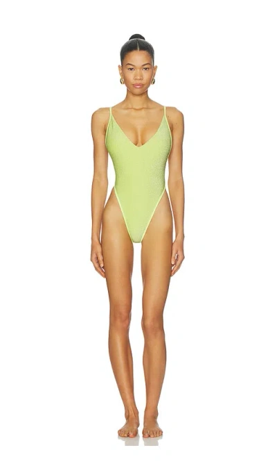 Free People X Free-est Lurex Amber One Piece In Green