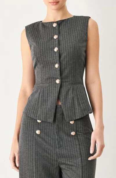 Freemarket Pinstripe Peplum Vest In Gray