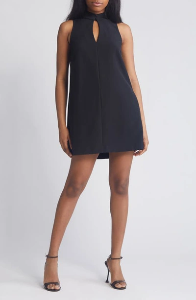 French Connection Echo Sleeveless Keyhole Dress In Blackout
