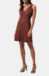 French Connection Ennis Satin Minidress In Chocolate Fondant