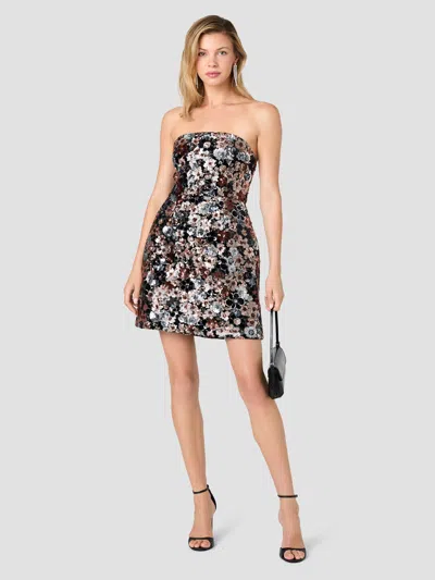 French Connection Multi Floral Sequin Strapless Mini Dress
