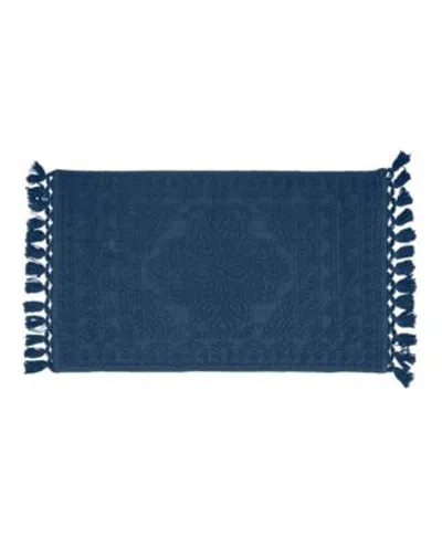 French Connection Nellore Fringe Cotton Bath Rug Collection In Light Blue