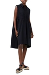 French Connection Rhodes Sleeveless Cotton Poplin Shirtdress In Blackout