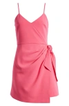 French Connection Whisper Faux Wrap Minidress In 65-raspberry Sorbet
